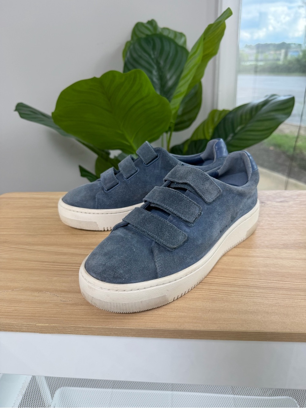 Sandro Paris Anita Dusty Blue Suede Sneakers SZ 38|7.5